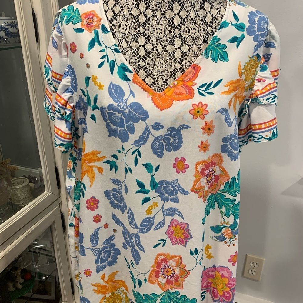 Rachel Zoe Floral Print Top - Multicolor NWT - Picture 3 of 10